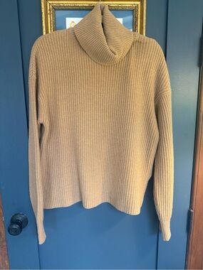The Kooples Camel Ribbed Turtleneck Sweater